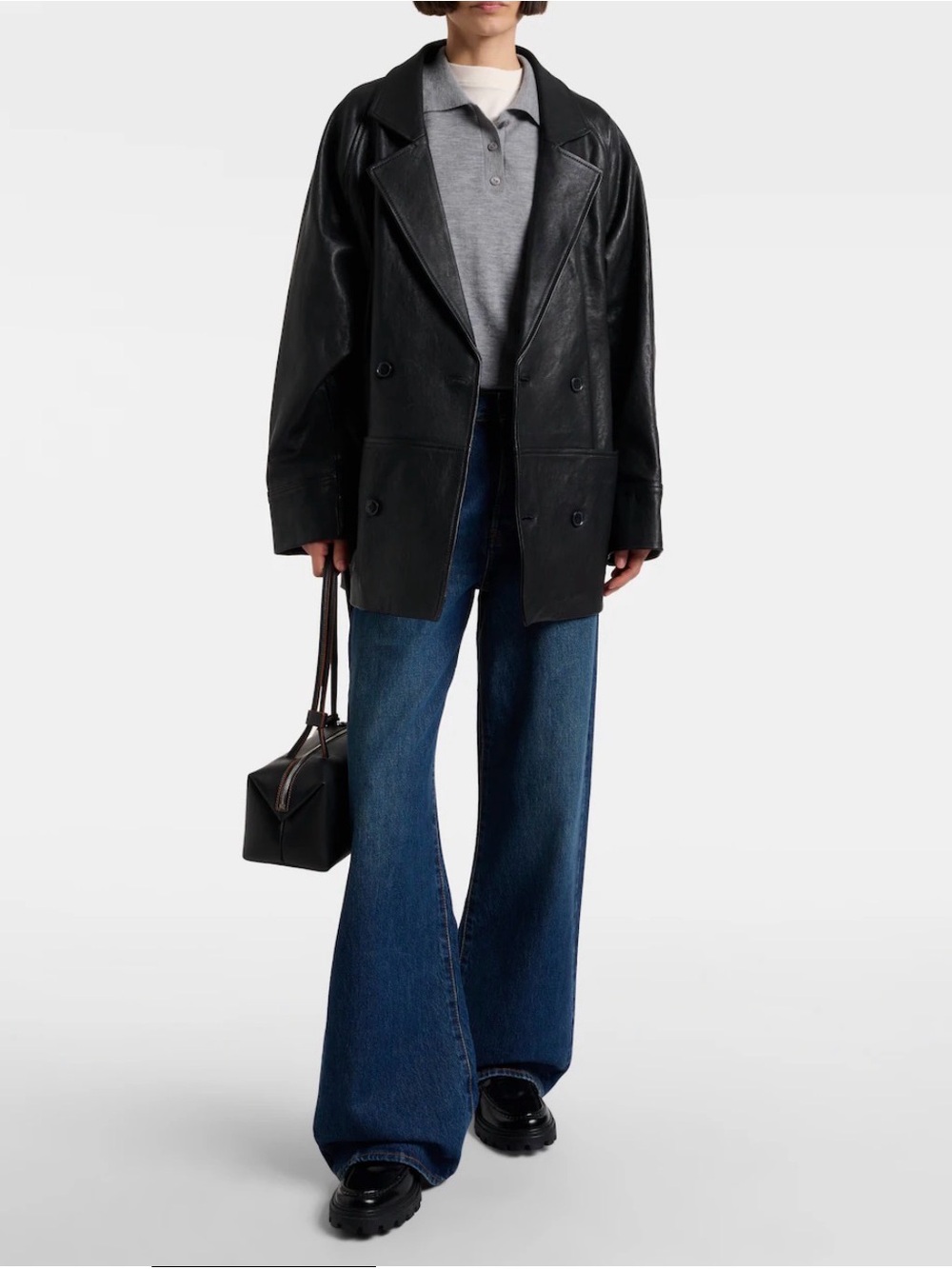 Frame
Oversized 100% lamb leather double breasted Jacket for Women